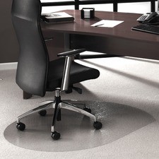 Cleartex Ultimat Contoured Chairmat - Office， Home， Carpeted Floor， Floor， Carpet - 49 Length x 39 Width x 90 mil Thickness - Rectangle - Polycarbonate - Clear - FLR119923SR