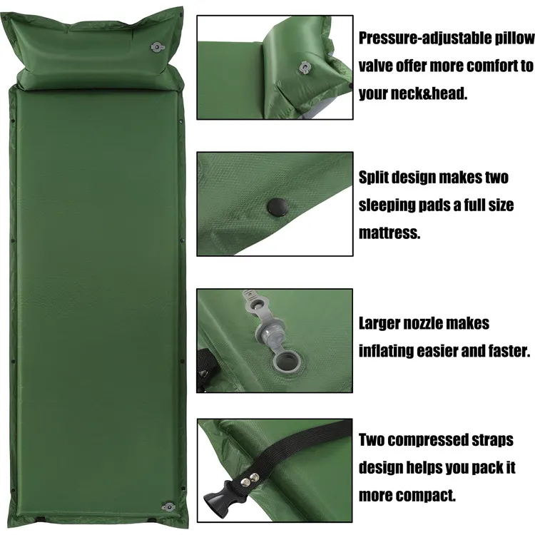 Custom Outdoor Self Inflating Inflatable Camp Mattress Ultralight Summer Sleeping Mat Pad Air Mattress Isomatte For Camping