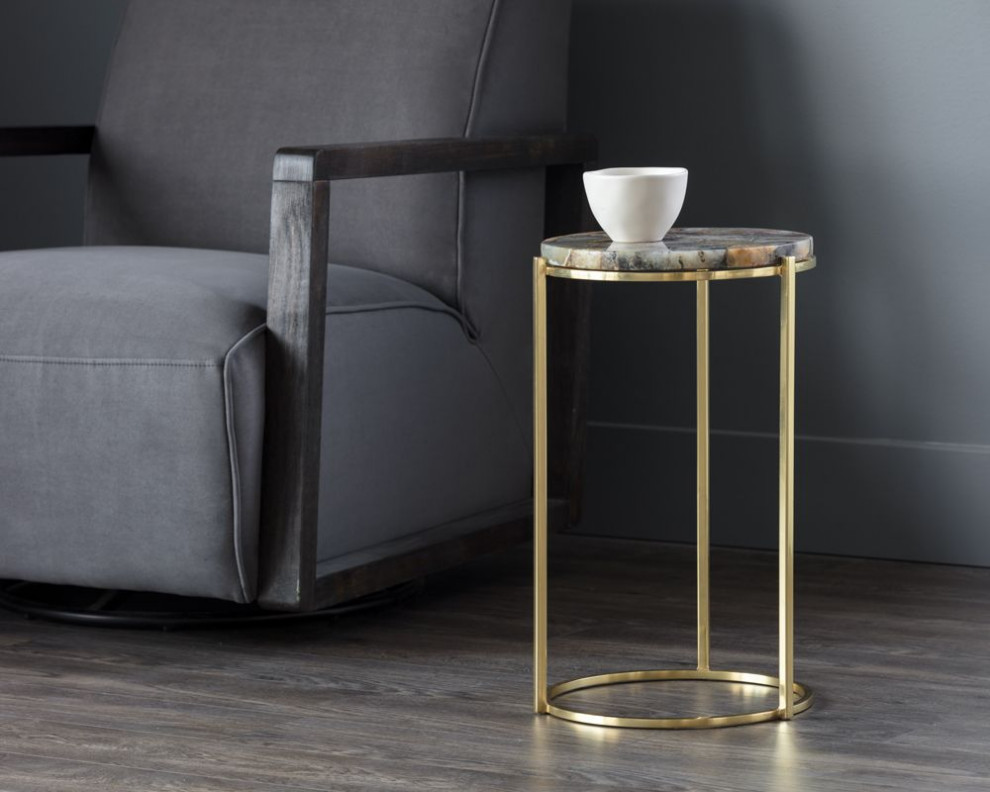 Sunpan Moncasa Tillie End Table   Brass   Natural Agate Stone   Contemporary   Side Tables And End Tables   by Unlimited Furniture Group  Houzz