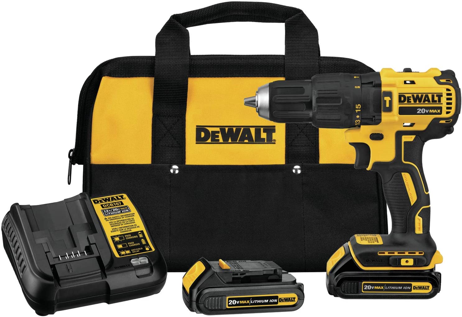 DEWALT DCD778E1 1/2-in 20-volt Max 1.7-Amp Variable Brushless Cordless Hammer Drill (1-Battery Included)