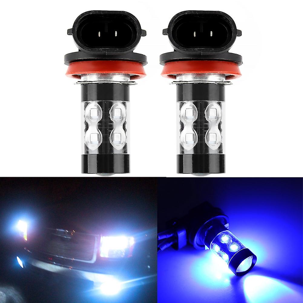 2pcs H11/h8 6000k Blue 50w Led Headlight Bulbs Kit Fog Light Car Driving Lamp