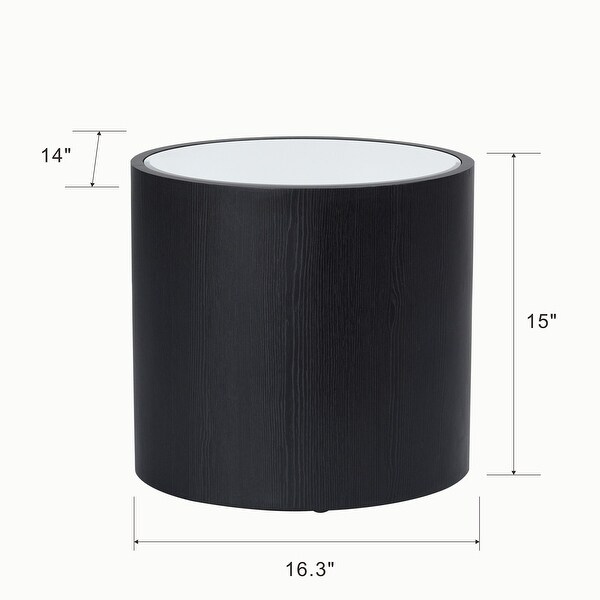 Dann Foley Lifestyle - Oval Side Table - Black Veneer， Inset Mirrored Table Top