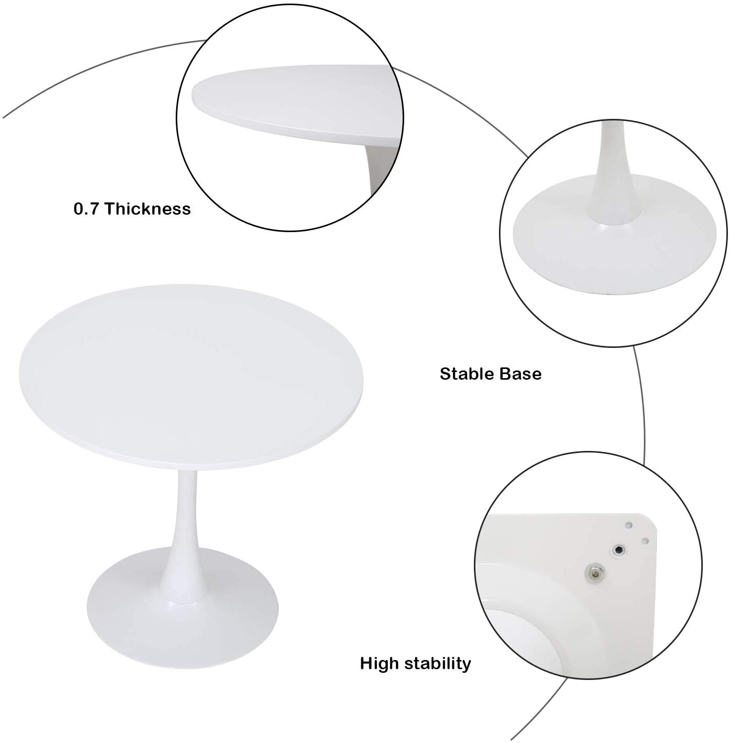 Omni House Round Dining Table ,Modern White Tulip Dining Room Table with MDF Table Top Leisure Coffee Table for 4 Person