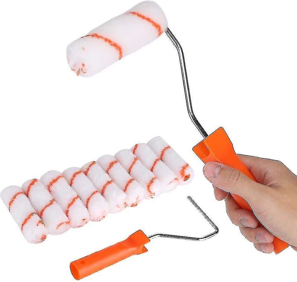 Paint Roller Tray Set - 10pcs 4 Inch Mini Roller Paint Brush Foam Paint Roller