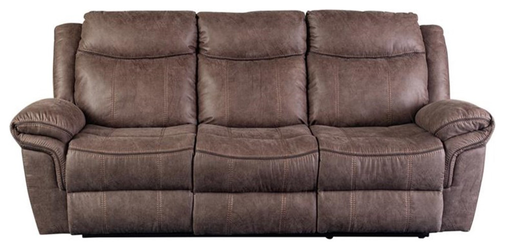 Porter Designs Carrizo Reclining Sofa   Brown   Transitional   Sofas   by Homesquare  Houzz