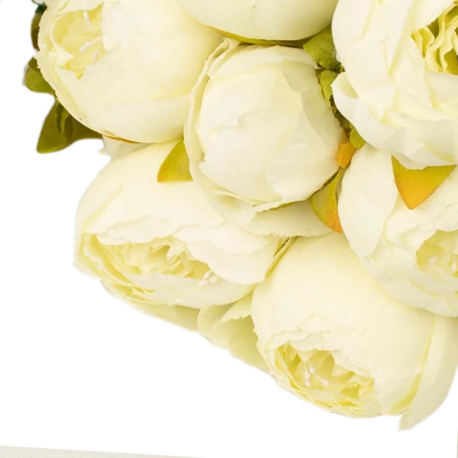 2 Pack Ivory Artificial Peony Flower Wedding Bouquets, Faux Silk Flower Arrangements 19