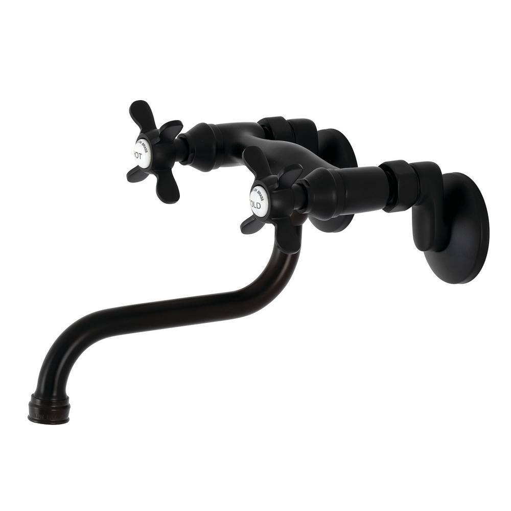 Kingston Brass Essex 2-Handle Wall-Mount Bathroom Faucet in Matte Black HKS116MB