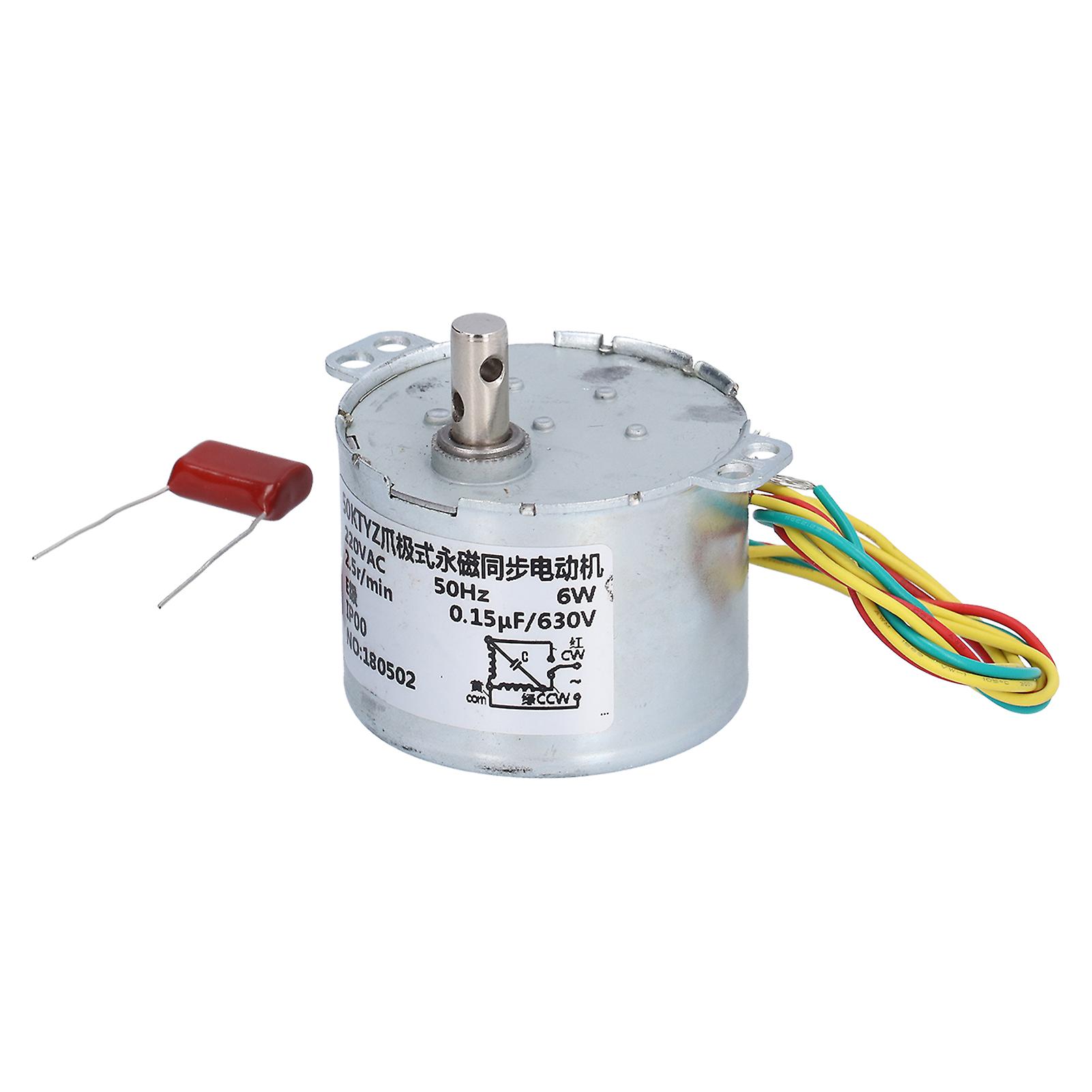 Gear Motor Low Speed Synchronous Electric Machinery Parts With Capacitor Ac220v 6w 2.5r/min