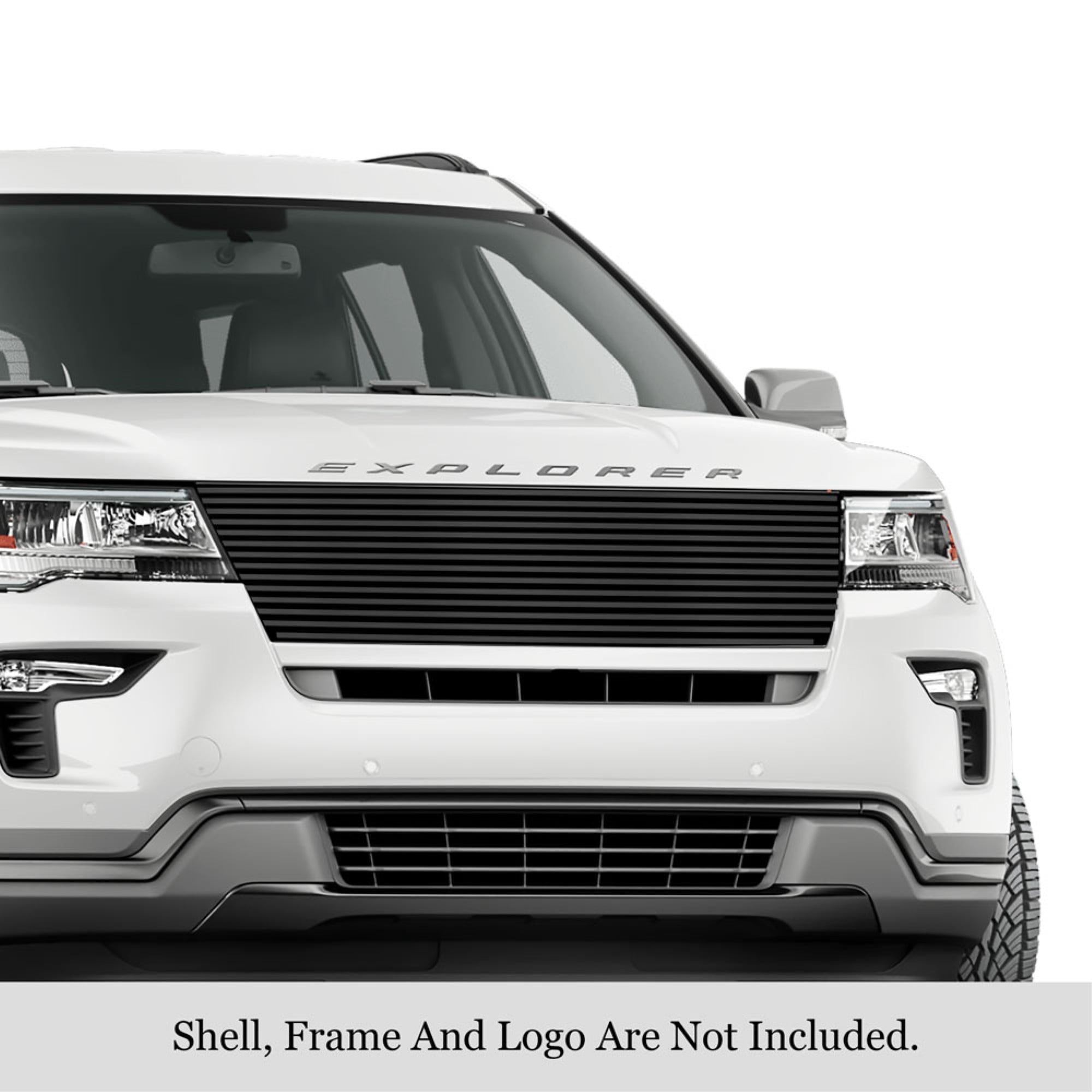 2016-2019 Ford Explorer Stainless Steel Black Powder Coated Finish 8X6 Horizontal Billet Black Stainless Steel Billet Grille