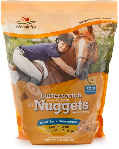 Manna Pro Bite-Size Nuggets Butterscotch Flavored Horse Training Treats， 4-lb bag