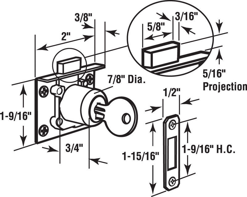 LOCK DRAWER DEADBOLT 7/8