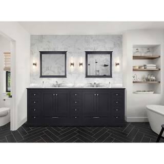 Lexora Dukes 84 in. W x 22 in. D Espresso Double Bath Vanity and White Quartz Top LD342284DGWQ000