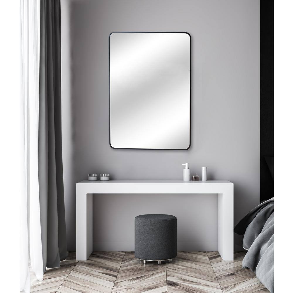 Home Decorators Collection 24 in. W x 30 in. H Rectangular Aluminum Framed Wall Bathroom Vanity Mirror in Black 2430-AL067B