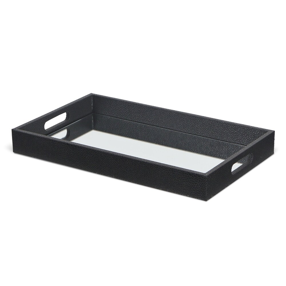 Black Raised Bubble Tray with Bevelled Mirror