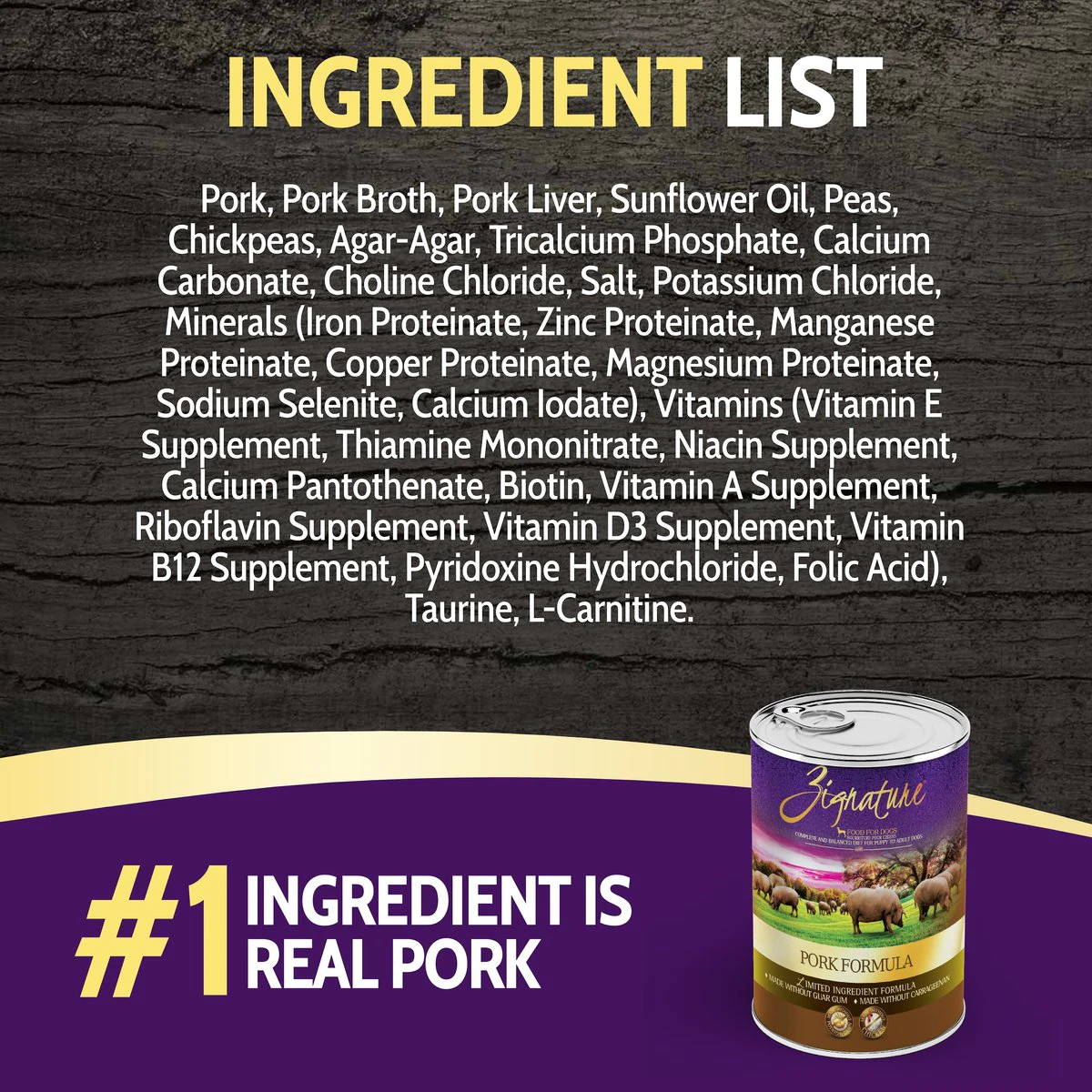 Zignature Pork Limited Ingredient Formula Grain-Free Canned Dog Food 13-oz case of 12