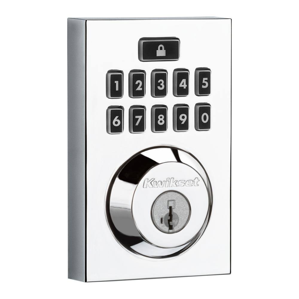 Kwikset Z-Wave SmartCode 914 Contemporary Single Cylinder Polished Chrome Electronic Deadbolt Featuring SmartKey Security 914CNTZW26SMTCD