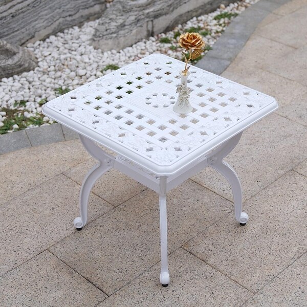 Outdoor Side Tables，Cast Aluminum Patio End Tables，AntiRust Coffee Table for Garden Patio Lawn