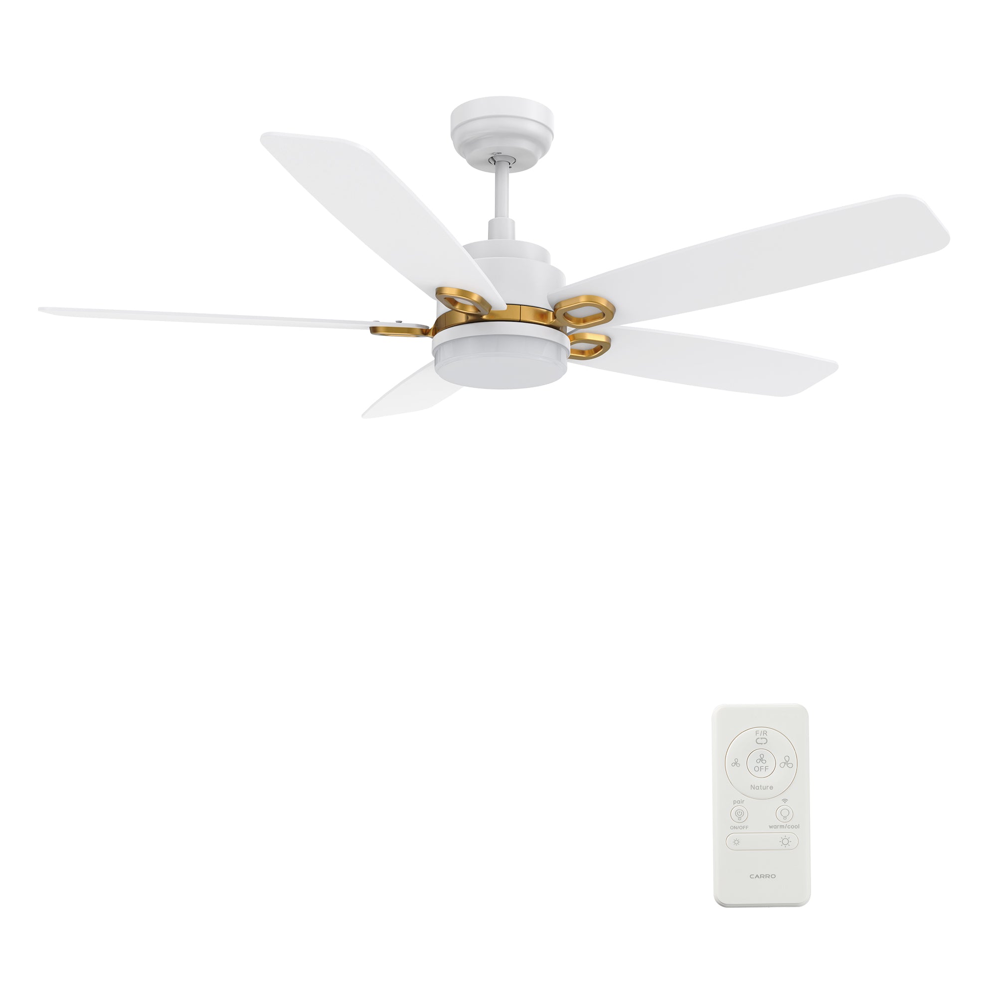 52'' 5 Blade Indoor Ceiling Fan with Dim LED Light Remote and Reversible Silent DC Motor