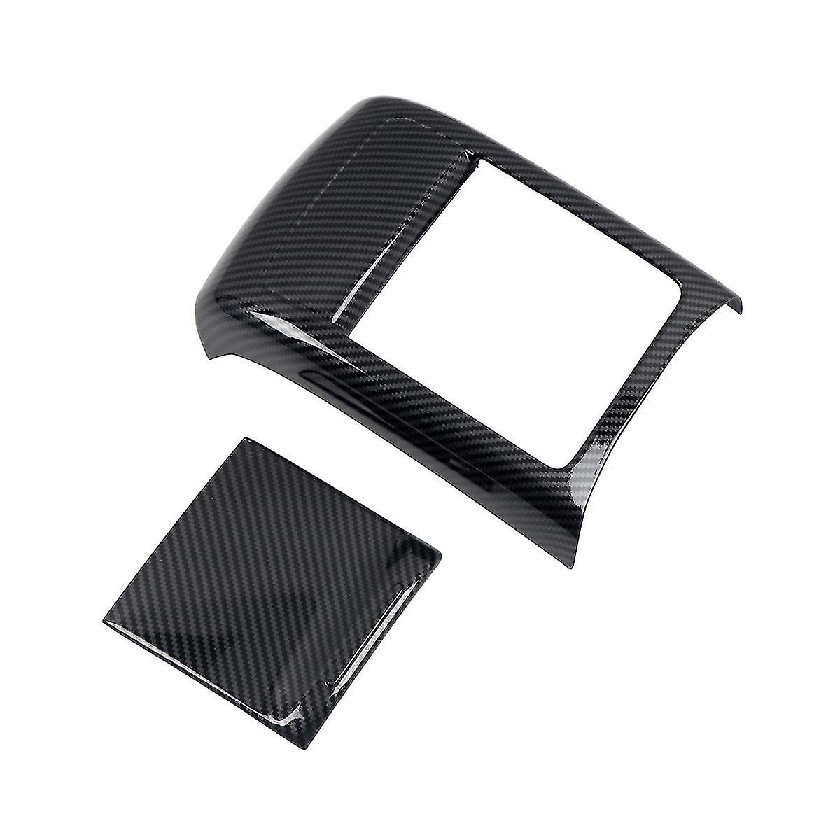 Car Carbon Fiber Rear Air Condition Vent Outlet Frame Anti-kick Panel Cover For / 2015-2017