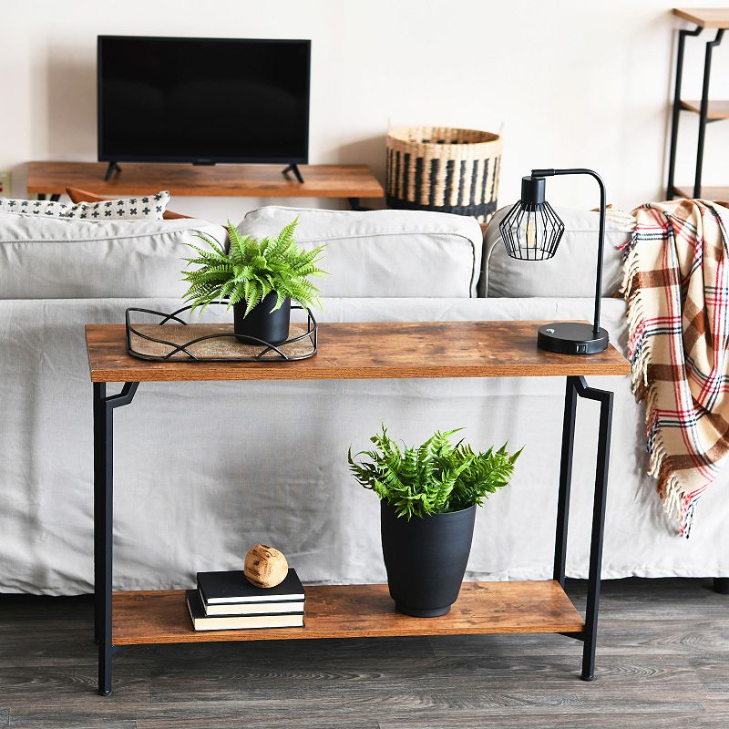 Household Essentials Mid-Century Modern 2-Tier Console Table