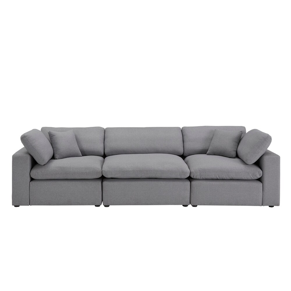 Anka Grey Linen Down Filled Cushioned Sofa by iNSPIRE Q Modern