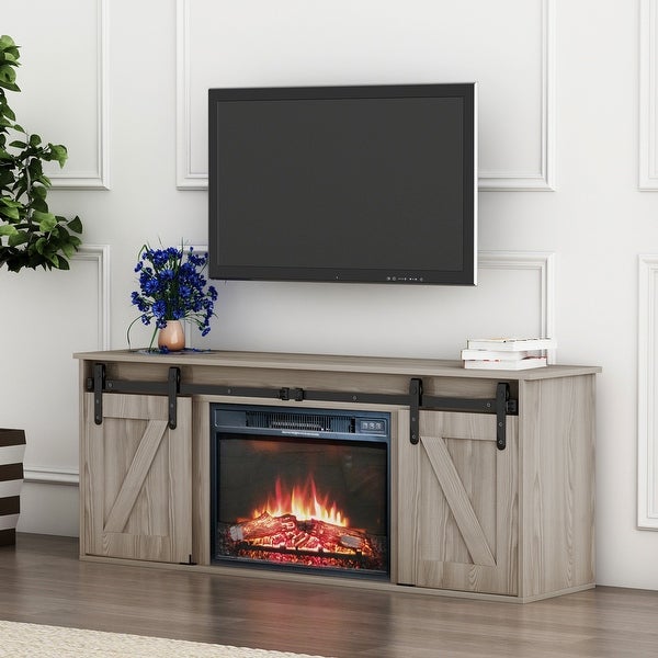 Wooden Fireplace TV Stand for TV up to 65