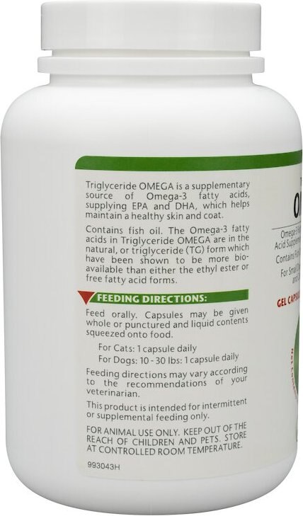 Vetoquinol Triglyceride OMEGA Omega-3 Fatty Acid Small Breeds Supplement for Cats and Dogs