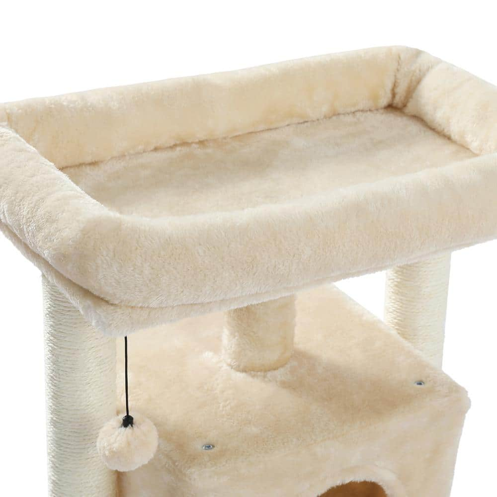 Foobrues 28.40 in. H Cat Scratching Posts and Trees with Condos and Spacious Perch in Beige LNN-P23168298