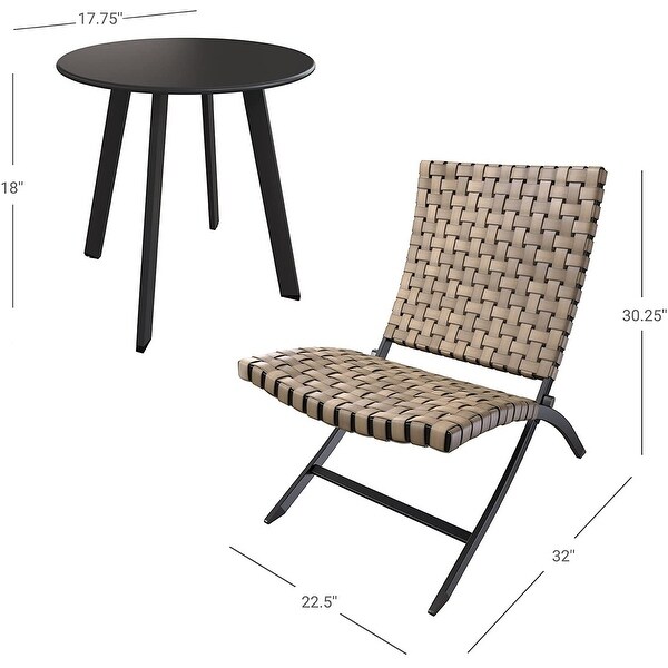 3 Piece Rattan Patio Set Furniture Foldable Wicker Lounger Chairs and Coffee Table Set For Outdoor Backyard Lawn Balcony