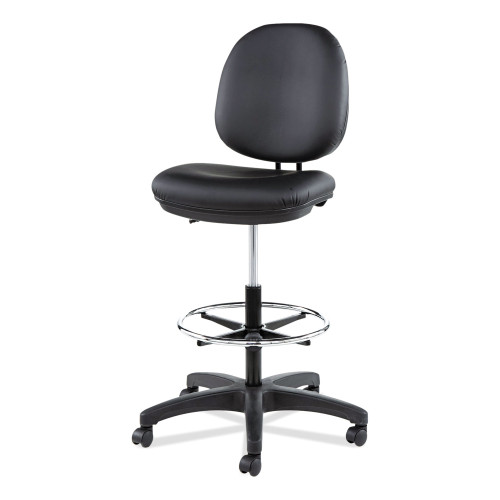 Alera Interval Series Swivel Task Stool， Supports Up to 275 lb， 23.93 to 34.53 Seat Height， Black Faux Leather (IN4616)