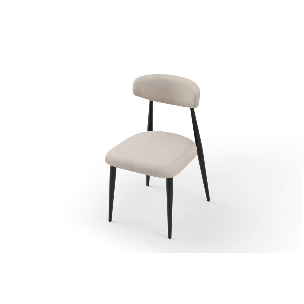 Recreational Dining Chairs Set of 4  Upholstered Dressing Chairs with Round Backrest and Metal Legs for Kitchen Terrace