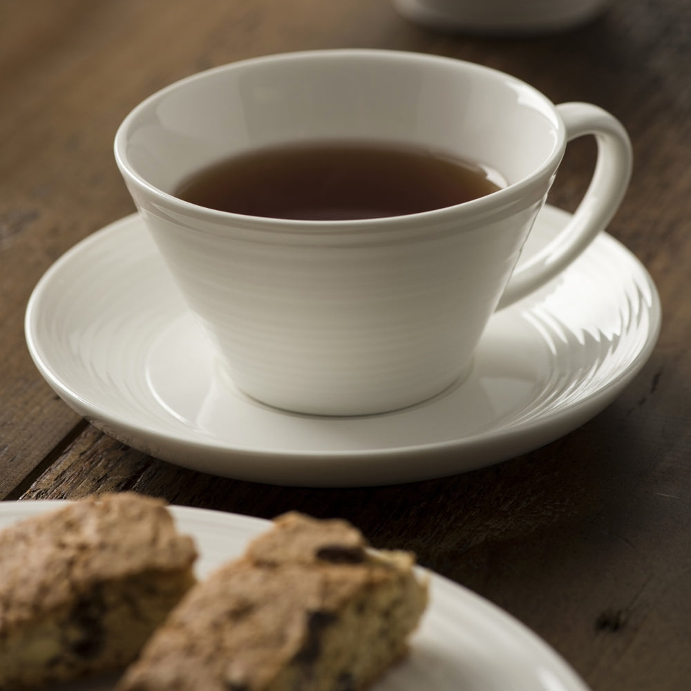 Belleek Living Ripple Tea Cup and Saucer Set of 4