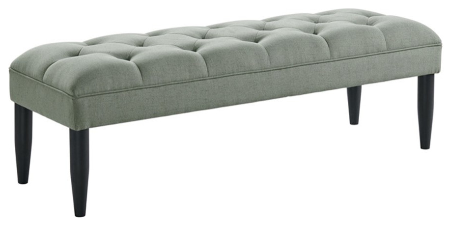 Picket House Furnishings Aris Tufted Upholstered Bench in Charcoal   Midcentury   Upholstered Benches   by Homesquare  Houzz