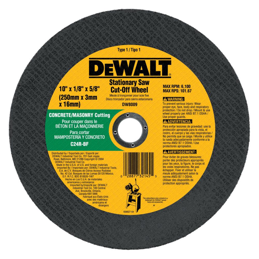 DEWALT 10-in Concrete Masonry Cutting Wheel DW8009 from DEWALT