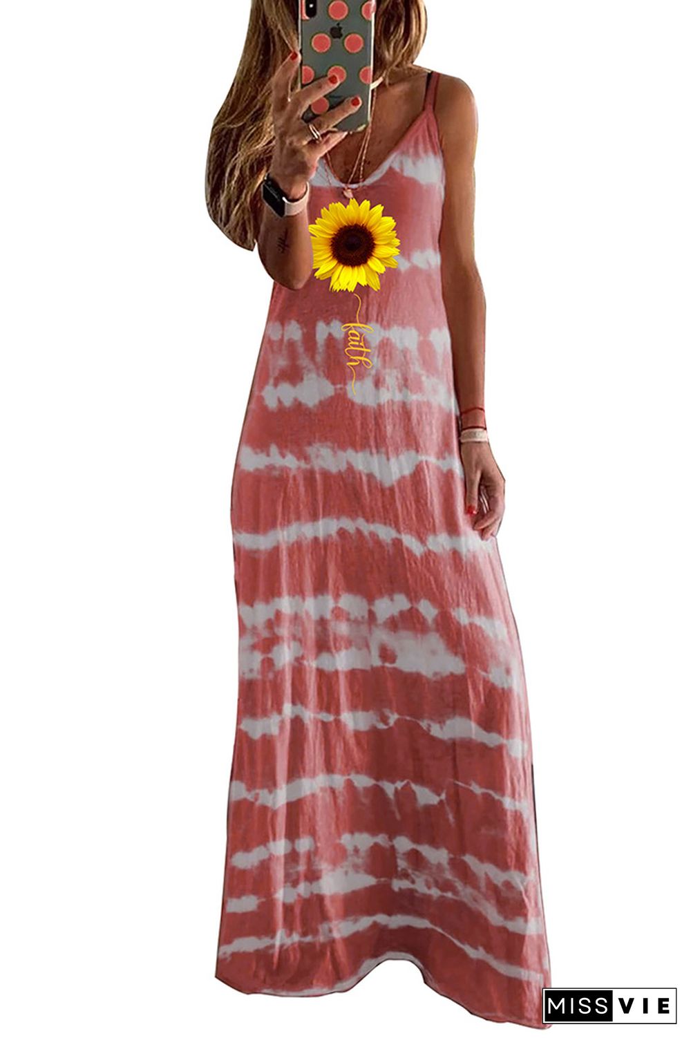 Tie Dyed Print Loose Sling Dress