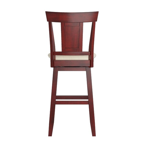 Sheena Panel Back Bar Height Wood Swivel Stool， Antique Berry