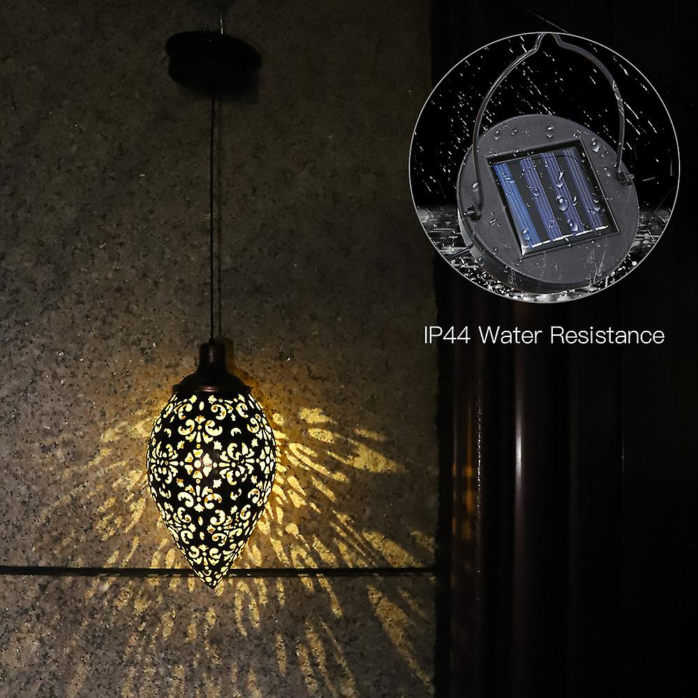 Dc1.2v 0.065w Ip44 Water-resistant Solar Powered Lamp Hanging Led Ceiling Light Built-in 600mah Rechargeable Battery Olive Metal Decorative Lighting L