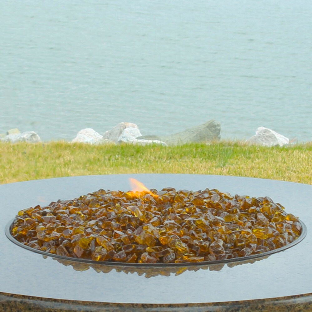 Light Amber Crushed Fire Pit Glass