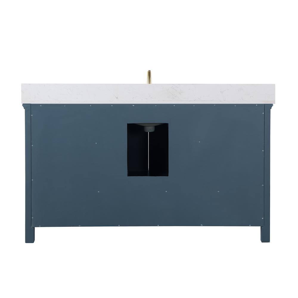 Altair Isla 60 in. W x 22 in. D x 34.5 in. H Single Sink Bath Vanity in Classic Blue with Composite Stone top in White 538060S-CB-AW-NM