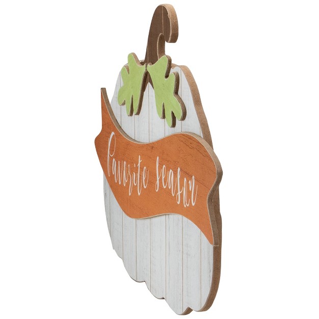 Northlight 19 White Wooden Pumpkin Favorite Season Hanging Wall Sign