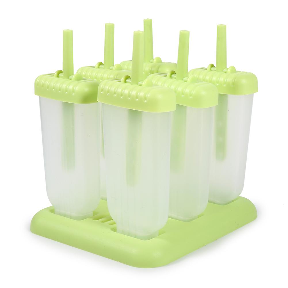 1Set Juice Frozen Mold 6 Cups Shape Plastic Ice Cream Cube Tray #Green Popsicle Shape