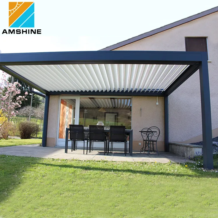 Luxury Motorized Aluminum Louver Roof Pergola Shade Covers Garden Supplies Sun Room