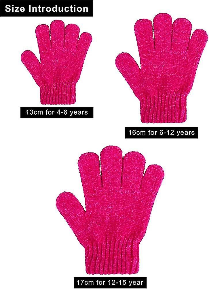 12 Pairs Kids Warm Gloves Chenille Cashmere Stretchy Knitted Gloves For Boys