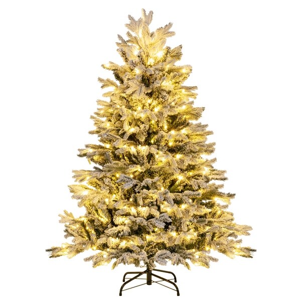 Costway 4.5 FT/6FT/7FT PreLit Christmas Tree Snow Flocked Hinged Xmas