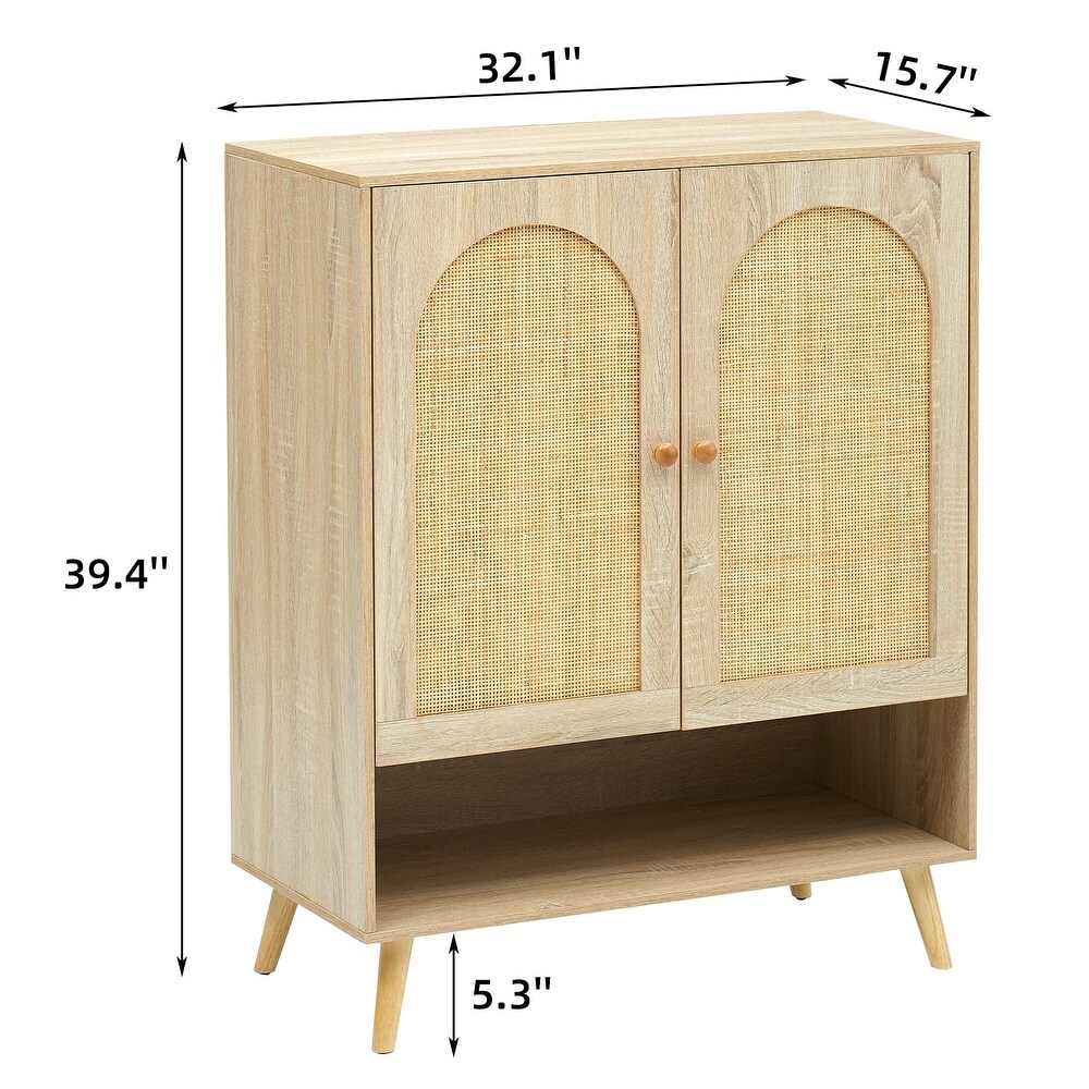 Natural Rattan Decoratedb 2 Doors Sideboard Buffet Cabinet