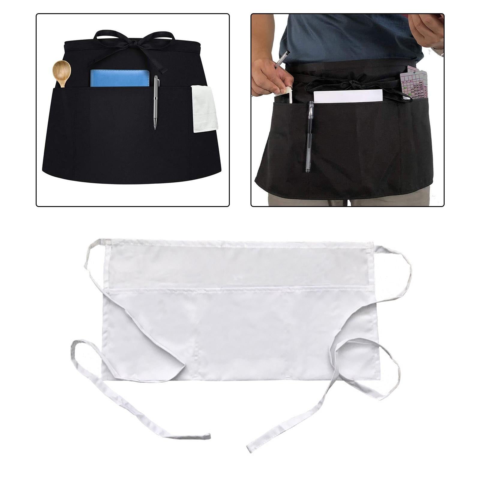 Half Length Apron Comfortable Classic Farmhouse Chef Apron for Gardening BBQ White