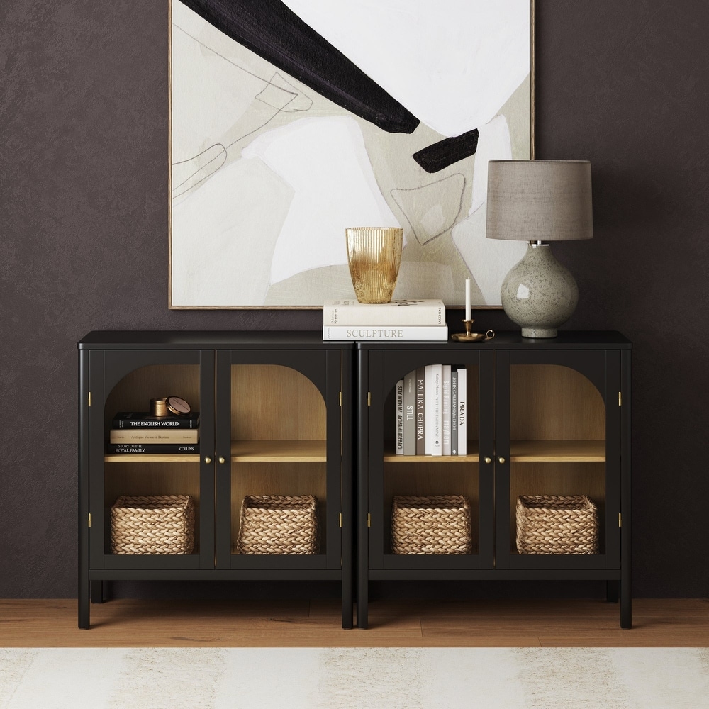 Nathan James Mason Sideboard Buffet with Glass Doors and Adjustable Shelves