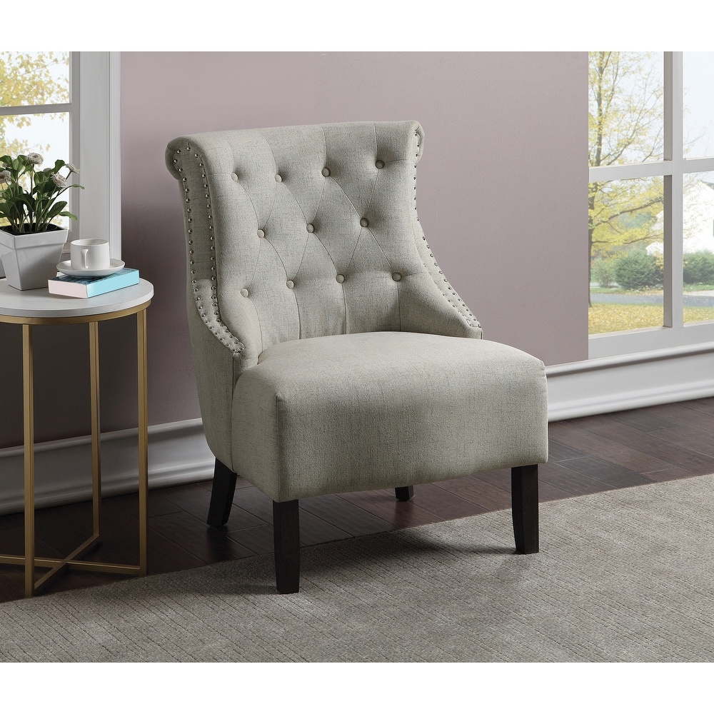 Evelyn Tufted Chair with Grey Wash Legs