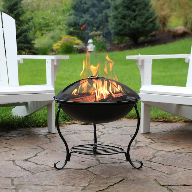 Sunnydaze Decor RCM-LG171 18.75-in W Black Steel Wood-Burning Fire Pit