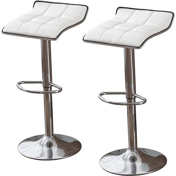 Backless Adjustable Tall Metal Base Swivel Bar Stools (Set of 2)